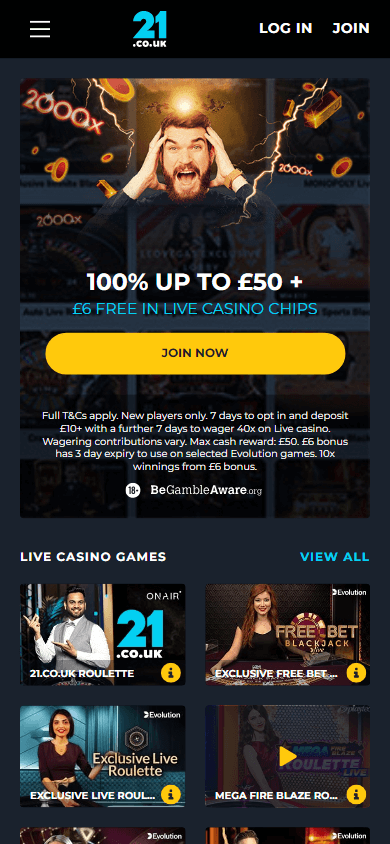 21.co.uk Casino Mobile screenshot